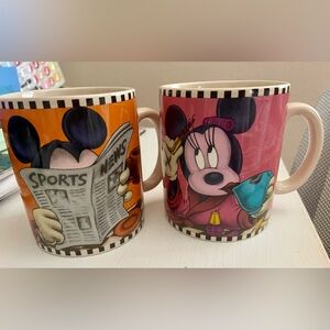 Vintage LARGE Disney Mickey and Minnie Mugs